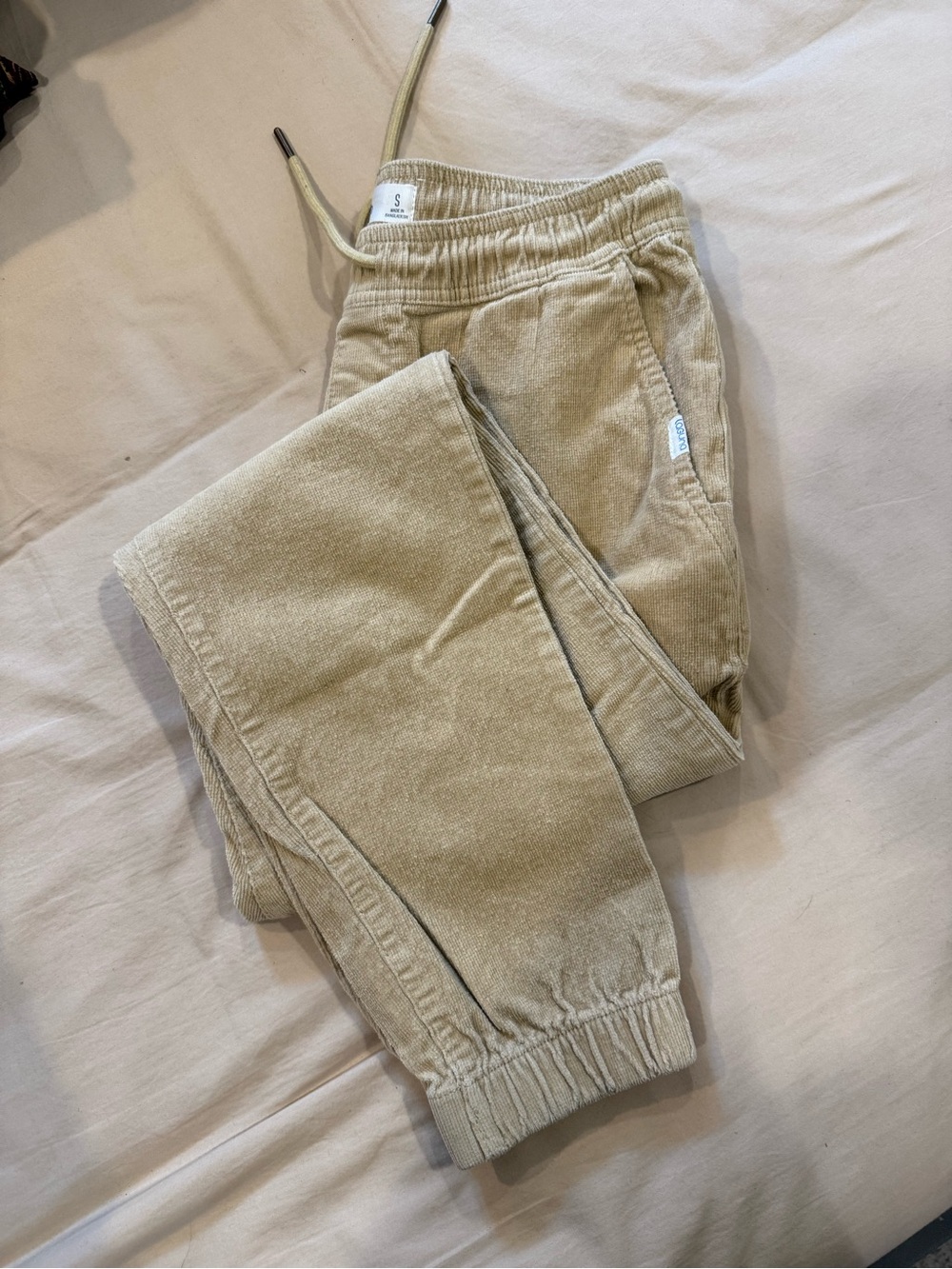 Laguna B Men's Corduroy Jogger Pants - Cream Tan